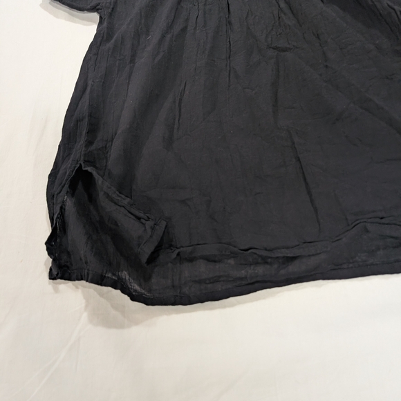 Black Mexican Embroidered Peasant Top Women’s Medium Floral Boho Cotton - Picture 5 of 10